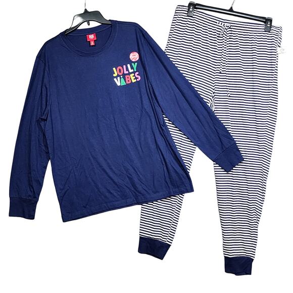 Macy's Christmas Holiday Family Pajamas Men's Jolly Vibes Striped Pajamas Set XL - Picture 1 of 10